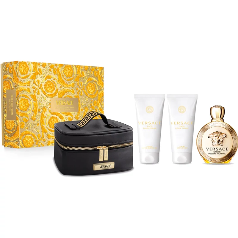 Versace Eros Pour Femme EDP 100ml + 100ml Testápló + 100ml Tusfürdő + Neszeszer Női Parfüm Ajándékcsomag